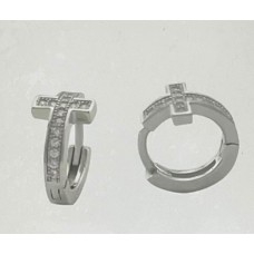 Sterling Silver Hoop Cross Earrings